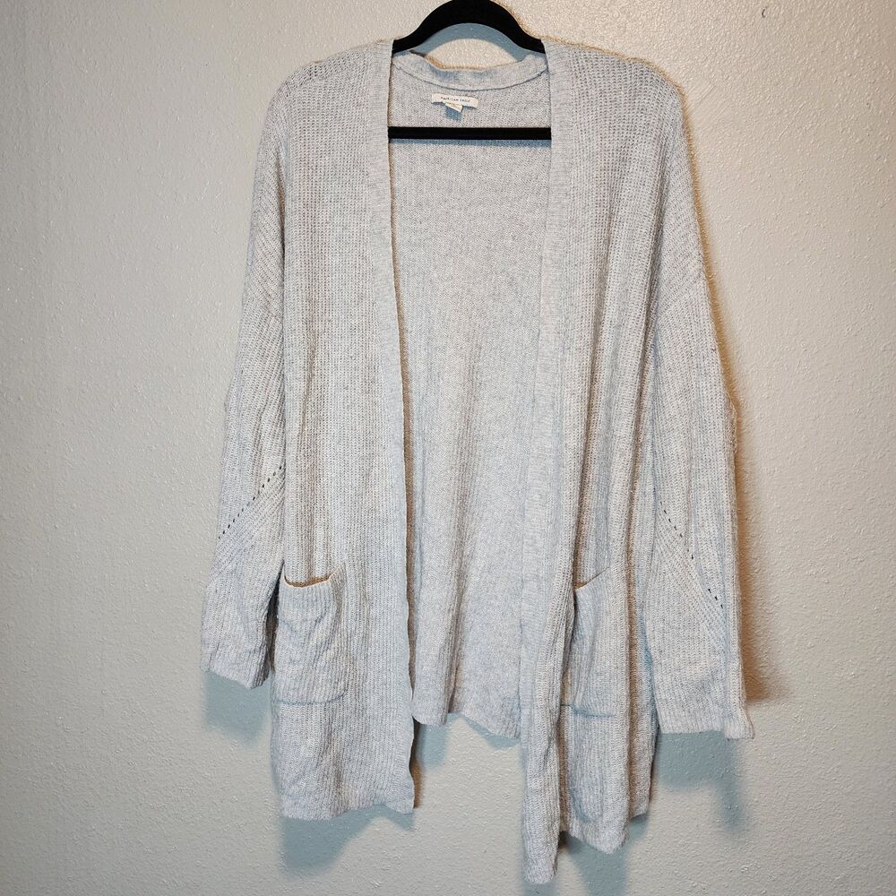 American Eagle Light Gray Oversized Open Front Knit Cardigan Sweater L/XL